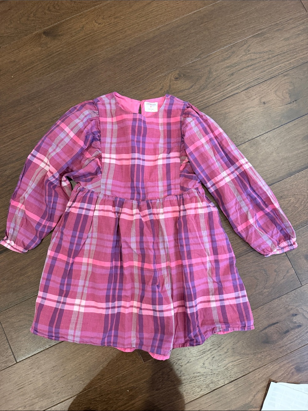 Crewcuts Pink and Purple Plaid Long-Sleeve Kids Dress Size 8 - C11-758